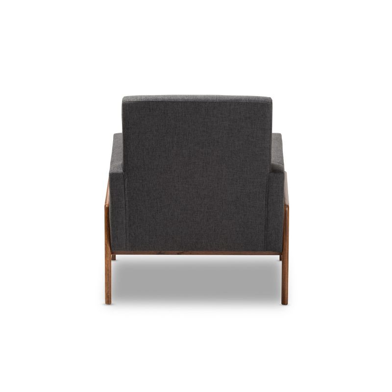 Perris Fabric Upholstered Walnut Wood Lounge Chair - Baxton Studio, 5 of 11