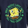 Boys' - SpongeBob Squarepants - Who Needs Luck With This Charm Graphic Long Sleeve Fleece Sweatshirt - 2 of 4