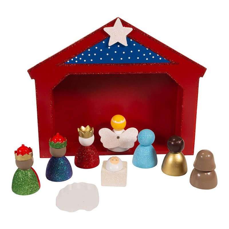 Kurt Adler 9-Inch Miniature Nativity Set with 9 Figures and Stable, 3 of 8