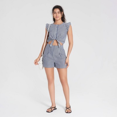 Women's Cap Sleeve Tie-Front Romper - Universal Thread' - image 4