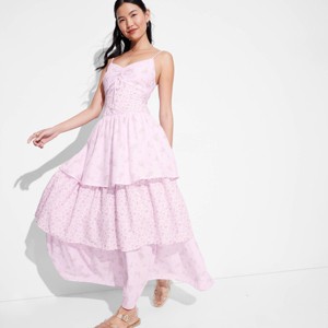 Women's Tiered Maxi Empire Waist Dress - Wild Fable™ Pink Floral - 1 of 3