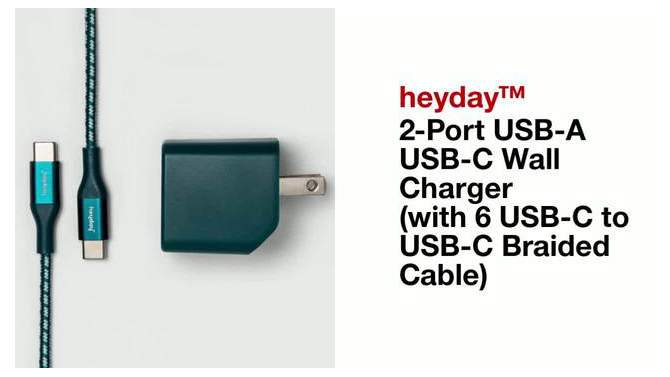 2-Port USB-A  USB-C Wall Charger with 6 USB-C to USB-C Braided Cable - heyday™, 6 of 7, play video