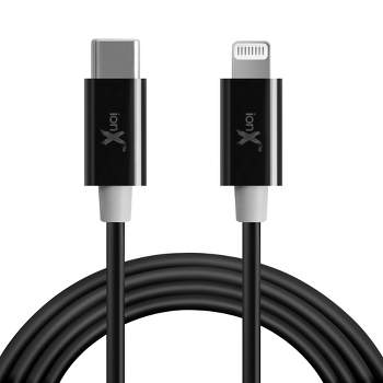 ionX Charging Cable Compatible with USB-C to Lightning Devices including iPhone, iPad, and iPod, MFI Certified, 6.6 ft, Black