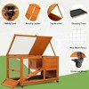 Sandinrayli Fashion Wooden 36In Rabbit Hutch - Outdoor/Indoor w/Wheels, Removable Tray, Openable Roof, Anti-Slip Ramp for Small Bunnies (Orange) - 3 of 4