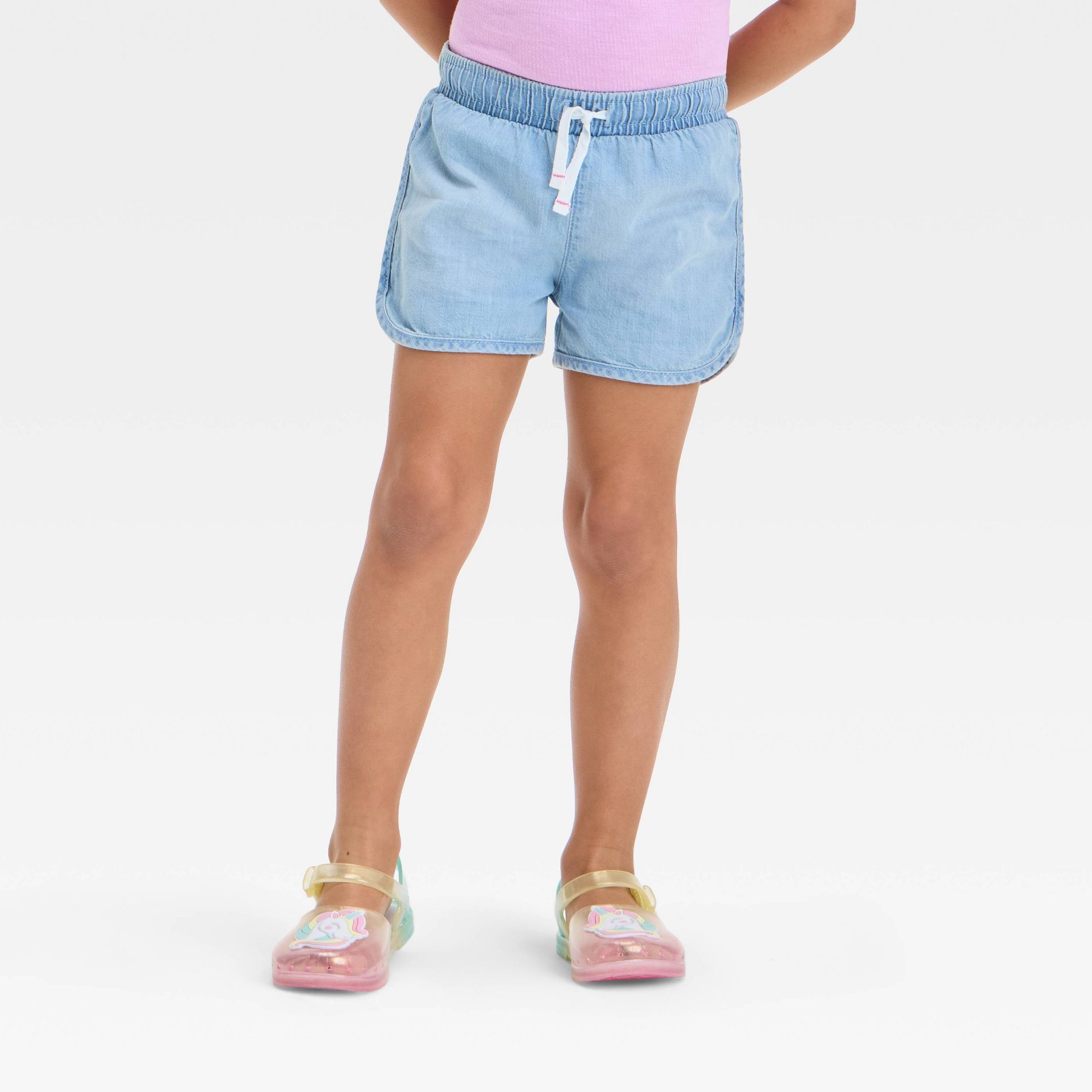 Toddler Girls' Denim Shorts - Cat & Jack™ Light Wash 2T: Midweight Cotton, Elastic Waist, Pull-On Style