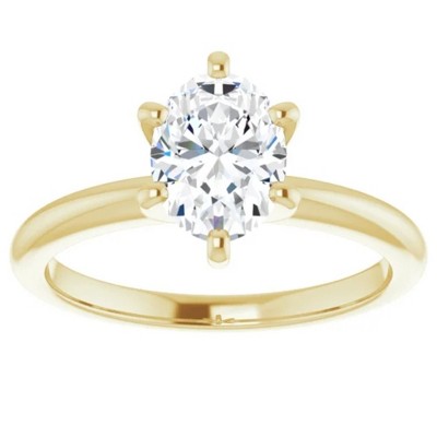 Pompeii3 1 Ct Oval Solitaire Diamond Engagement Ring Lab Created 14k White or Yellow Gold