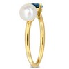 EVERLY JEWELRY | 10K Yellow Gold 7/8 ct TGW Pear-Cut London Blue Topaz 6-6.5 mm Cultured Freshwater Pearl Open 2-Stone Ring - 2 of 4
