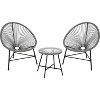 Acekool 3-Piece Acapulco Patio Bistro Set with Glass Top Table & 2 Wicker Chairs, All-Weather Outdoor Seating for Balcony and Backyard, Grey - 2 of 4