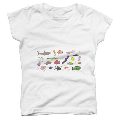 Girl's Design By Humans Funny sea creatures cartoon illustration By thefrogfactory T-Shirt