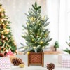 Small Christmas Tree for Tabletop, 24 Inch Artificial Mini Christmas Tree, Snow Flocked Xmas Tree in Wood Pot for Table Centerpiece Decor, Green - 3 of 4