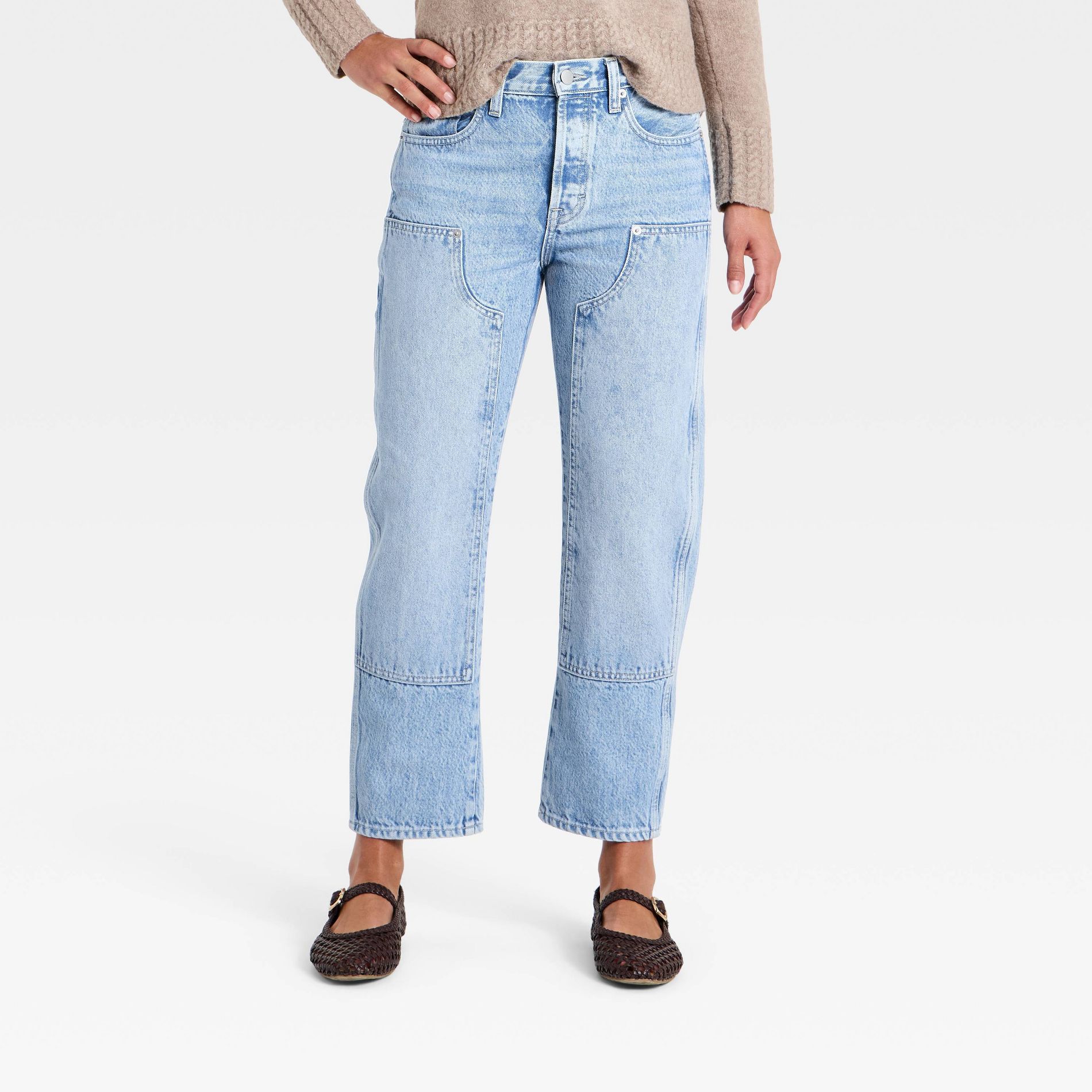Women's Mid-Rise Painter Boyfriend Jeans - Universal Thread™ Light Wash