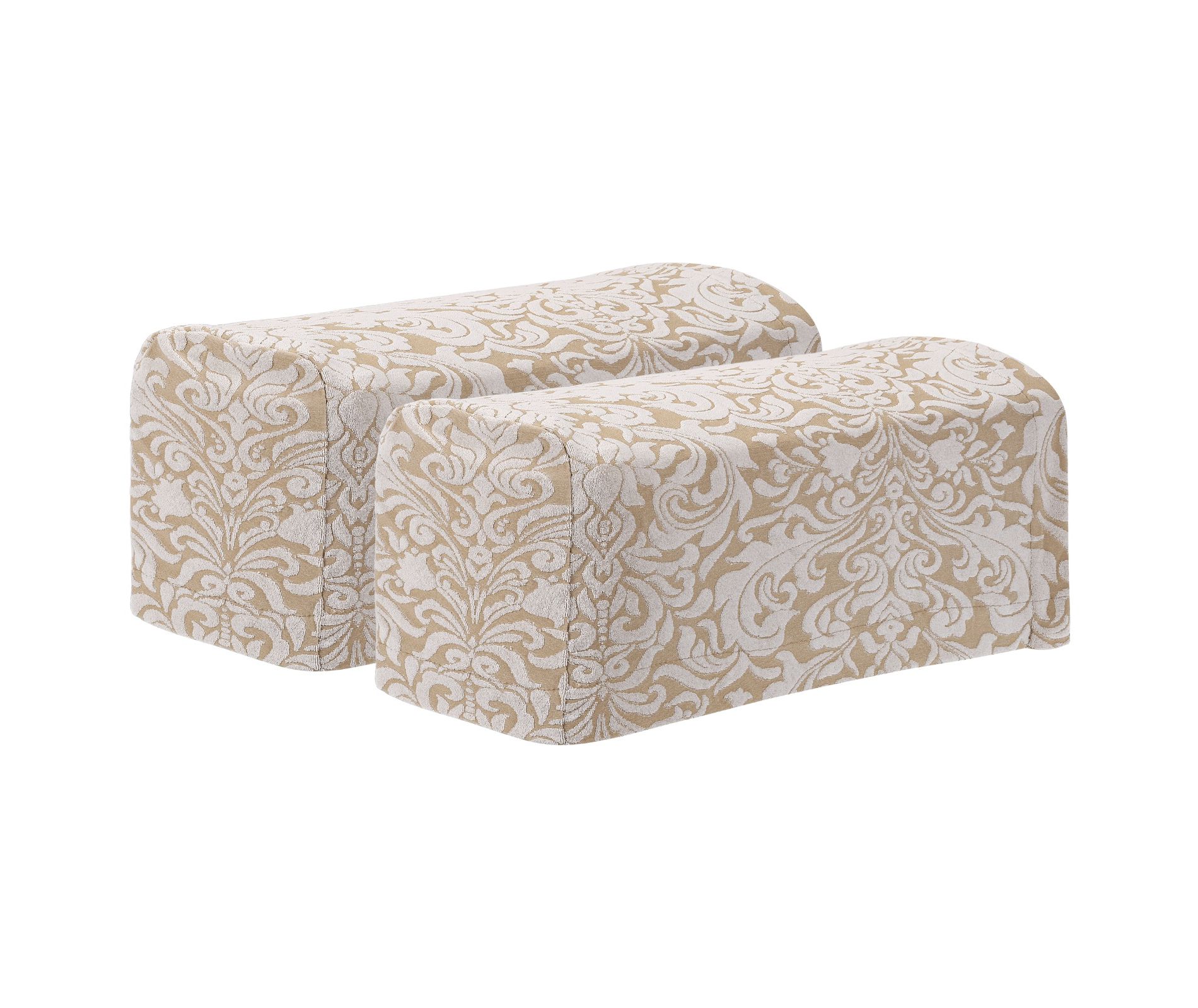 Unique Bargains Anti-Slip Stretch Jacquard Couch Arm Slipcovers 2 Pcs Apricot
