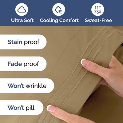 Beige Queen Extra Deep Pocket Microfiber Sheet Set