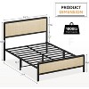 coucheta Metal Rattan Bed Frame with Headboard, Safe Rounded Corners Storage Space - 2 of 4