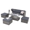 FIONECA 5-Piece PE Wicker Outdoor Furniture Set with Lounger Sofa and Lift-Top Plywood Coffee Table - 4 of 4