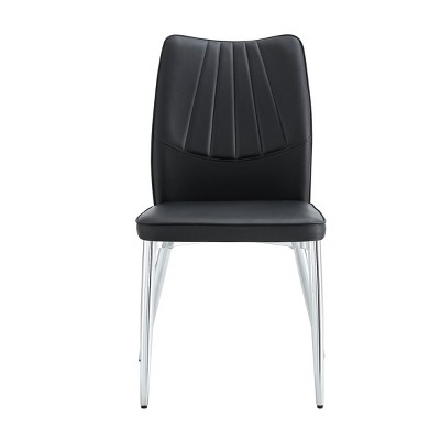 GlasFlength Accent Chairs Modern Seating Set Plush Comfort Upholstery Metal Frame Design For Dining Living Space, Black, 17.9"*16.9"*34.3"