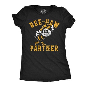 Womens Funny T Shirts Bee Haw Partner Sarcastic Bees Graphic Novelty Tee For Ladies - Crazy Dog Women's T Shirt - 1 of 4
