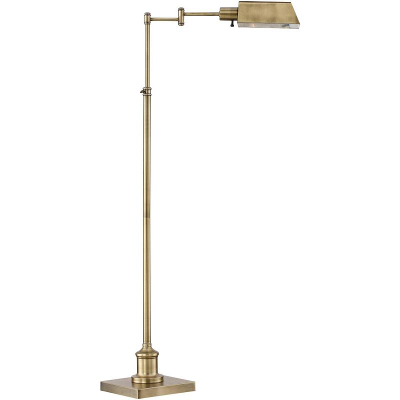 Regency Hill Jenson Traditional 54" Tall Pharmacy Floor Lamp with Smart Socket Aged Brass Adjustable Swing Arm for Living Room Reading House, 1 of 9
