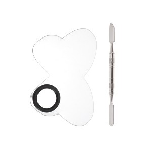 Unique Bargains Butterfly Finger Hole Foundation Spatula Makeup Mixing Palettes Small Silver Tone 1 Set - 1 of 4