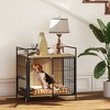 PawHut Dog Crate Furniture, 30 Inch Pet Kennel Furniture End Side Table with Rotatable Bowls, 2 Anti-Escape Doors, Top Storage Shelf, for M Dogs, Oak - 2 of 4