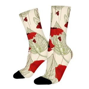 Sketchy Tree Leaves Rural Floral Women Printed Crew Socks Funny Funky Socks Soft Polyester Novelty Gifts for Artists Men - 1 of 1