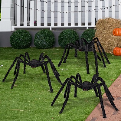 Joyfy 3pcs Halloween 63'' Hairy Huge Realistic Spiders, Indoor Outdoor and Yard Creepy Decor,Halloween Party Garden Haunted House Decorations