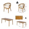 Modern 7 Piece Acacia Wood Outdoor Dining Set,Wood Dining Table and 6 Curved Backrest Arm Chairs,Dining Set for Garden,Backyard-Coolbibila - 2 of 4
