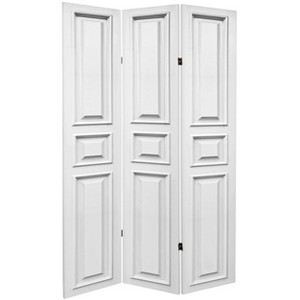 6" Double Sided Door Panel Canvas Room Divider White - Oriental Furniture: Adjustable Folding Partition, No Assembly Required - 1 of 4