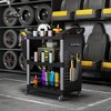 HOMCOM 3-Tier Rolling Tool Cart, 200 LBS Capacity Plastic Utility Cart with Side Shelf and Storage Bucket for Garage, Workshop - 2 of 4