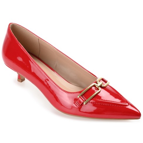 Journee Collection Womens Rumi Kitten Heel Loafer Pointed Toe Pumps Red ...