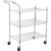 3-Tier Utility Rolling Cart with Wheels – Heavy Duty Commercial Grade Metal Serving Cart, 1500 LBS Capacity Tool Storage Cart with Handle Bar - 3 of 4