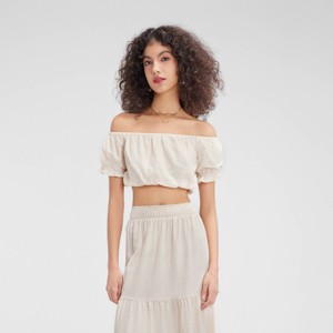 Women's Off-Shoulder Crop Blouse - Wild Fable™ - 1 of 4