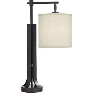 Franklin Iron Works Albany 29" Tall Industrial Modern Desk Lamp USB Port Offset Light Dark Bronze Metal Single Home Office Living Room Charging - 1 of 4
