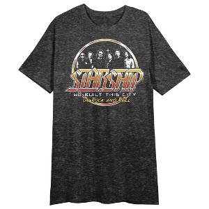 Starship We Built This City On Rock And Roll Crew Neck Short Sleeve Black Heather Women's Night Shirt - 1 of 2