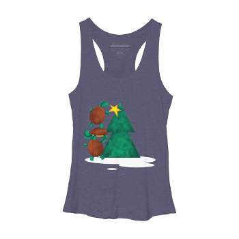 Women's Design By Humans Christmas Tree Turtle By moredesignsplease Racerback Tank Top