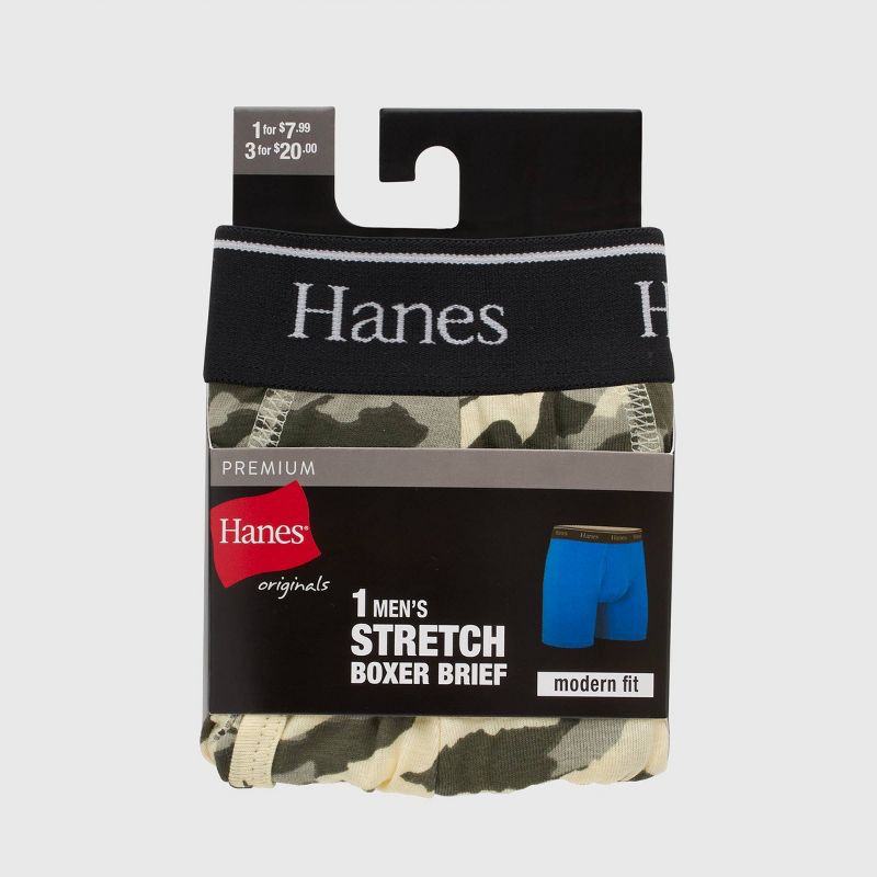 Hanes Originals Premium Men's Camo Print Boxer Briefs - Green/Brown, 3 of 4