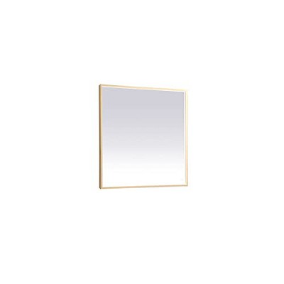 Elegant Lighting Pier 36x36 inch LED Mirror with Adjustable Color Temperature 3000K/4200K/6400K in Brass
