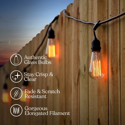 Brightech 48ft Black Outdoor Incandescent Globe String Lights