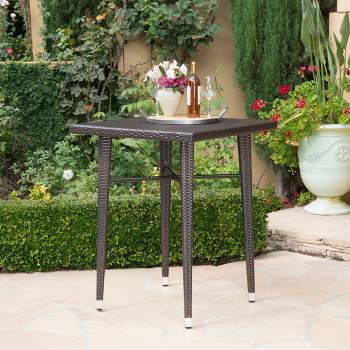 Dominica Square Wicker Bar Table - Brown - Christopher Knight Home