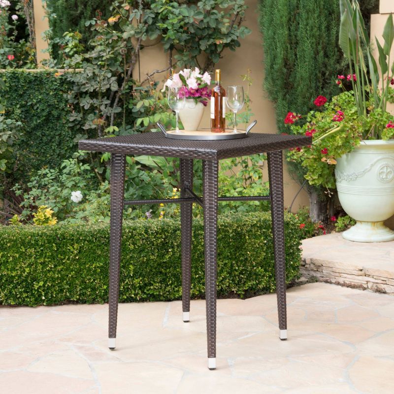 Dominica Square Wicker Bar Table - Brown - Christopher Knight Home, 1 of 6