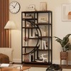 Bookshelf, Open Bookshelf, Home Retro Bookshelf, Tall Storage Rack with 9 Tiers, Display Shelf, Storage Rack, for Office, Living Room, Bedroom, Brown - 2 of 4