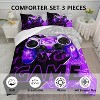 Boy's 3D Game Controller Geometric Bedding Set, Modern Purple Graffiti Style, Three-Piece Set - 3 of 4
