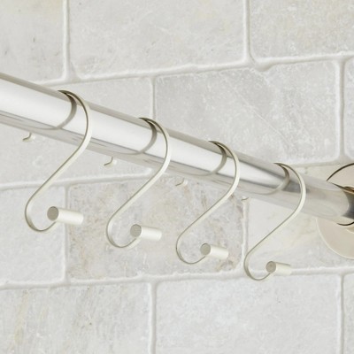 LunaLulinlk S-Shape Rustproof Stainless Steel Shower Hooks with T-Bar Ends, Nickel, 12