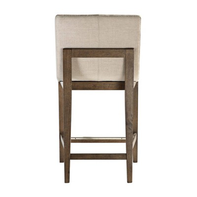 Klemens 26" Walnut Wood and Linen Counter Stool