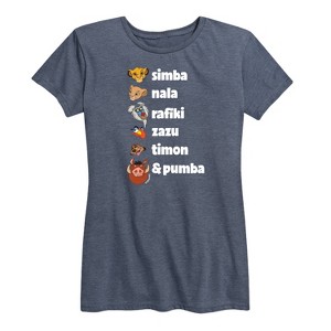 Women's - The Lion King - Simba Nala Rafiki Zazu Timon Pumba Short Sleeve Graphic T-Shirt - 1 of 4