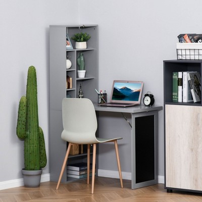NicBex Home Office Desk 38.5" L Morden Foldable Writing Desk with Open Storage Shelves and Blackboard for Office, Study, Living Room