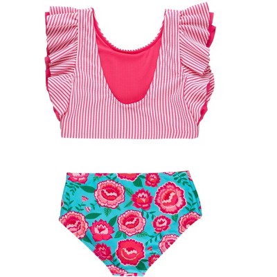 RuffleButts Girls Tween Butterfly Tankini 2-Piece Swimsuit - Bright Blossoms, 12 — фото 2