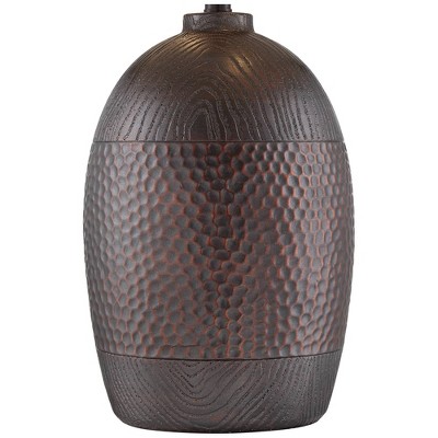 Bronze Hammered Textured Table Lamp with White Drum Shade