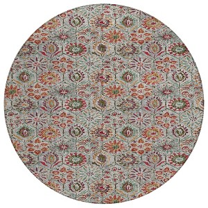 Rust And Gray Floral Washable Indoor Outdoor Area Rug - 1 of 4