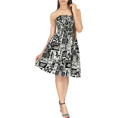 LA LEELA Women's Tube Dress Evening Dress Top One Size Squid Ink Hawaiian Theme